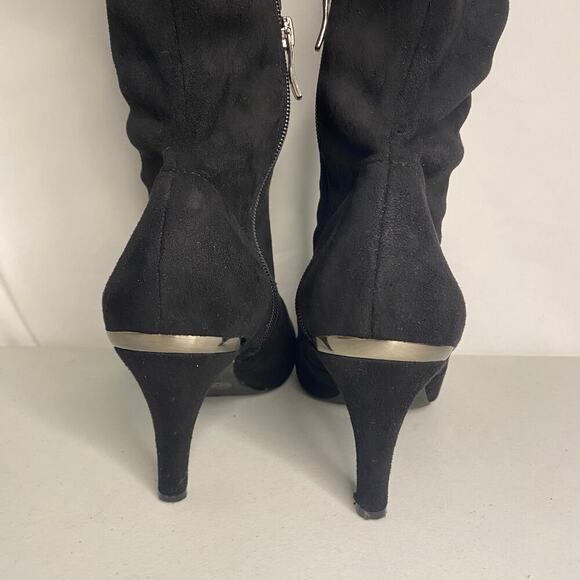 NEW BCBGeneration Black Knee High Heeled Boots Mario Faux Suede Slouchy Size 8 - Picture 7 of 14
